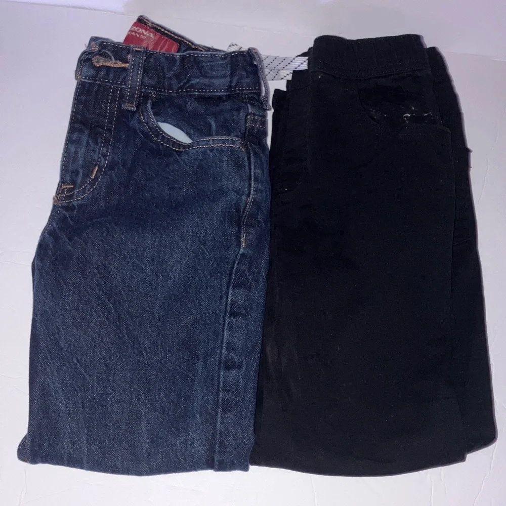 Blue Denim and Black Twill Kids Pants‎ Size 8 Slim Straight Leg